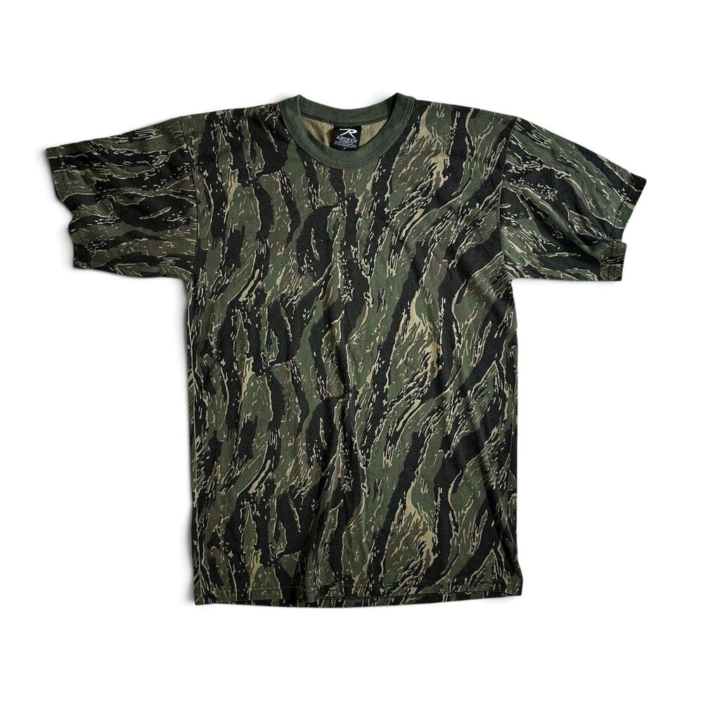 Rothco Tiger Stripe Camo T-Shirt Vintage Military Made USA Large Soft Fade